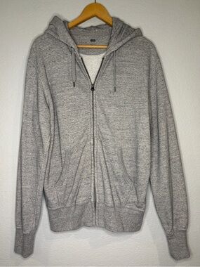 Uniqlo zip front hoodie hooded sweatshirt heather gray M